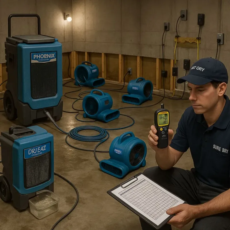 Structural Drying and Dehumidification process in Ossian, IN
